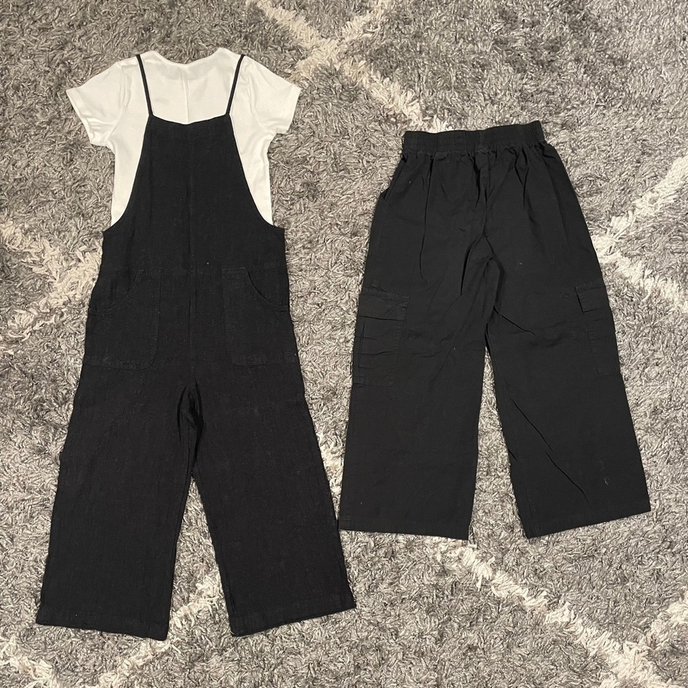 Girls Size 8-10 Wide Leg Cargo Pants Romper Outfit - Picture 2 of 2